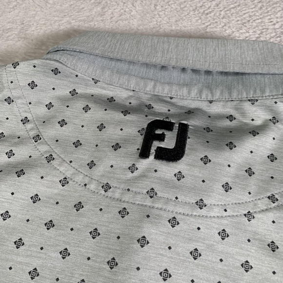 FootJoy Polo Mens‎ Large Gray Athletic Geometric Golf Performance Stretch Active - Picture 9 of 9